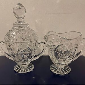 Vintage Crystal Sugar and Creamer Set